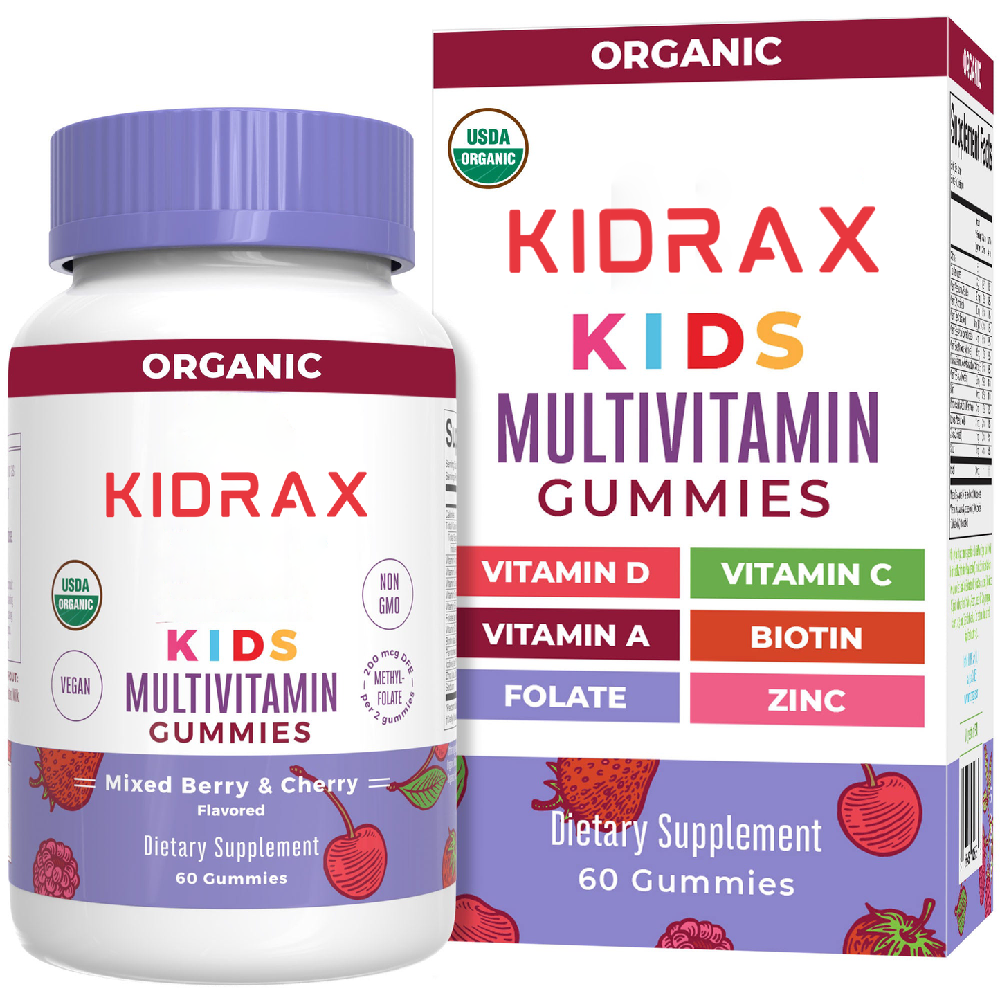 KIDRAX® Organic Kids Multivitamin Gummies