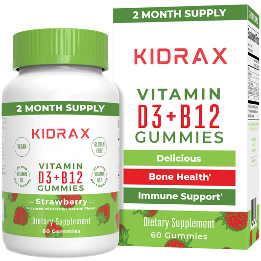 KIDRAX® D3 + B12 Gummies (Strawberry)