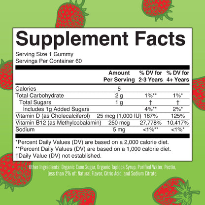 KIDRAX® D3 + B12 Gummies (Strawberry)